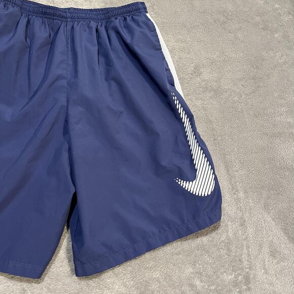 Nike Dri-Fit Shorts Mens Large Blue White Athletic Lined Mesh Running Swoosh - Picture 2 of 13